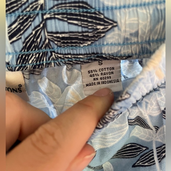 Vintage SunBay Cottons Beach Shorts Unisex Blue Floral - Picture 5 of 5